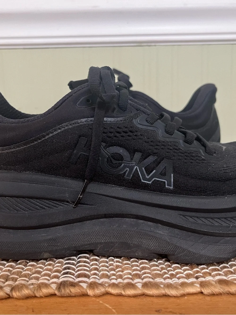 Hoka Bondi Black Mesh Lace-Up Running Shoes - Picture 3 of 11